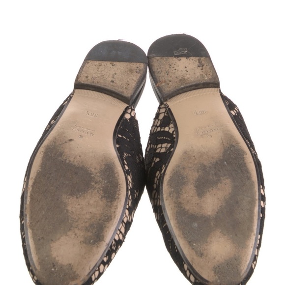 Gucci Black Lace Princetown Mules Loafers Buckle Sandals shoes Size 37 / 6.5US - Picture 7 of 9